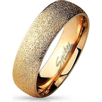 Prsten Ocelový prsten růžovozlaté barvy - pískovaný povrch s třpytivými odlesky, 6 mm - Velikost: 49