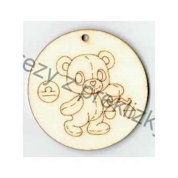 Překližka Výřez z překližky, J40, přívěsek-horoskop, medvídek VÁHY, 6cm, 1ks