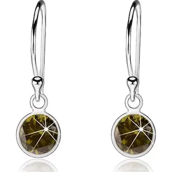 Náušnice Náušnice ze stříbra 925, kulatý zirkon zelené barvy, háčky