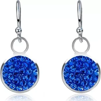 Náušnice Visací náušnice ze stříbra 925 - modrý zirkonový kruh, 7 mm