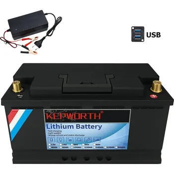 Trakční baterie Baterie LiFePO4 12,8V 120Ah, 1540Wh, USB výstup, včetně nabíječky 7A, Lithium-železo-fosfátová baterie, BMS (Náhrada za trakční baterie, lithiová baterie, BMS, LiFePO4 baterie, solární baterie)