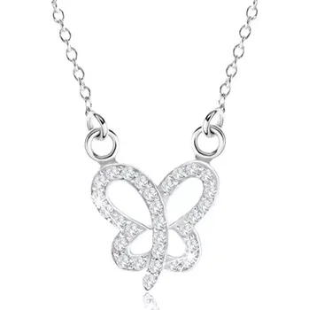 Náhrdelník Náhrdelník ze stříbra 925, třpytivá kontura motýlka s čirými zirkony