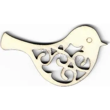 Překližka Výřez z překližky, P38, KRAJKOVÝ PTÁČEK, 6,5x4cm, 1ks