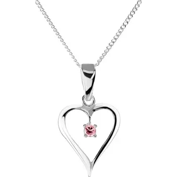 Náhrdelník Náhrdelník ze stříbra 925, obrys srdce zdobený růžovým zirkonem