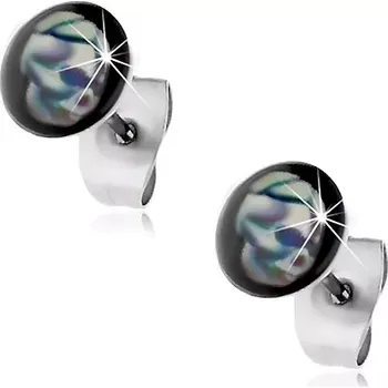 Náušnice Puzetové náušnice z oceli 316L, modrobílá lebka, černé pozadí