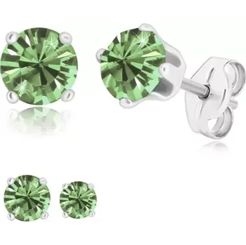 Náušnice Náušnice ze stříbra 925 - zářivý světle zelený zirkon v kotlíku, puzetky - Velikost zirkonu: 4 mm