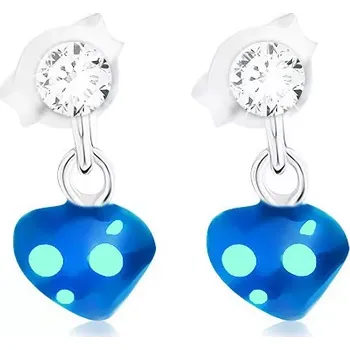 Náušnice Puzetové stříbrné náušnice 925 s krystalem Swarovski, modré srdce