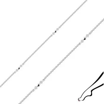 Náramek Náramek na nohu ze stříbra 925 - spojené kosočtverce, čiré zirkony, oválná očka