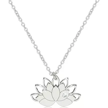 Náhrdelník Stříbrný 925 náhrdelník - lotosový květ s konturami okvětních lístků a čirým zirkonem