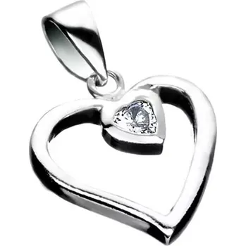 Přívěsek Stříbrný přívěsek 925 - linie srdce se zirkonovým srdcem