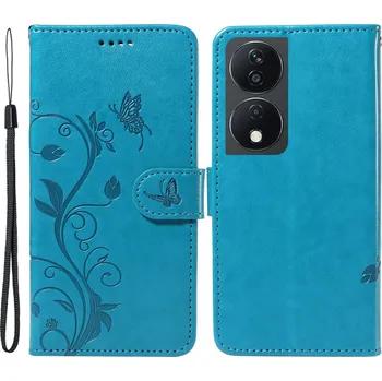 Pouzdro na mobilní telefon Flowers knížkové pouzdro na Honor X7b/Honor 90 Smart - modré