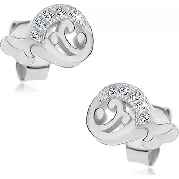 Náušnice Náušnice ze stříbra 925, velryba s linií čirých kulatých zirkonů, puzetky