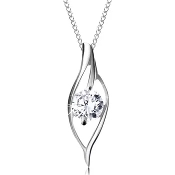Náhrdelník Stříbrný 925 náhrdelník, asymetrický obrys zrnka s blýskavým čirým zirkonem