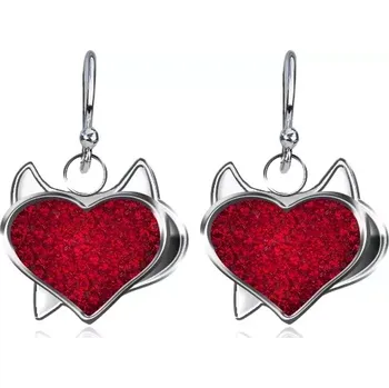 Náušnice Visací náušnice ze stříbra 925 - čertovské zirkonové srdce