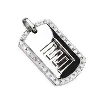 Přívěsek Přívěsek z oceli dlaždice se zirkony a kmenovým vzorem