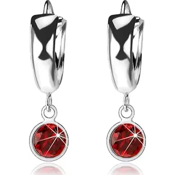 Náušnice Náušnice ze stříbra 925, lesklý kroužek, červený broušený zirkon v objímce