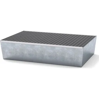 Olejová vana HTI Záchytná vana z oceli pro 2 sudy, zinkovaná, s roštem, 1236x815x255 mm