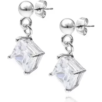 Náušnice Náušnice ze stříbra 925 - visací čiré čtvercové zirkony