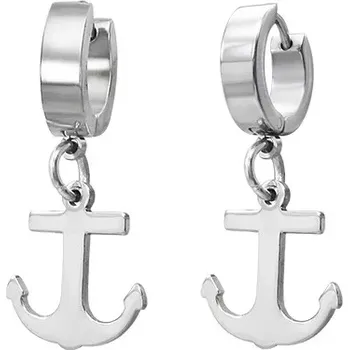 Náušnice Kloubové náušnice z chirurgické oceli, stříbrná barva, námořnická kotva