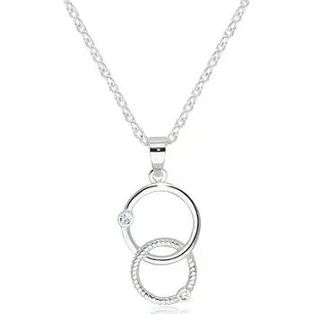 Náhrdelník Lesklý náhrdelník ze stříbra 925 - dva propletené obrysy kruhů se zirkony čiré barvy