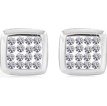 Náušnice Stříbrné 925 náušnice - lesklý čtverec ozdobený čirými zirkony, puzety