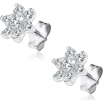 Náušnice Stříbrné náušnice 925 - kvítek z čirých zirkonů