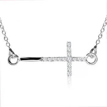 Náhrdelník Náhrdelník s jemným řetízkem, latinský křížek, čiré zirkony, stříbro 925