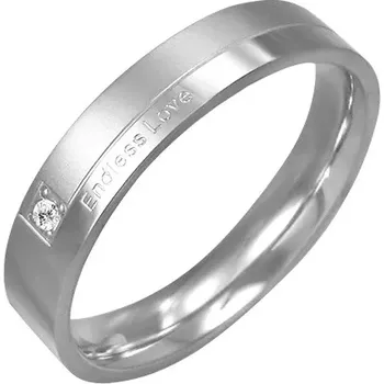 Prsten Zásnubní ocelový prstýnek - Endless Love, zirkon - Velikost: 52