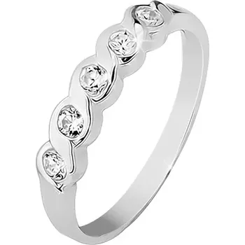 Prsten Prsten ze stříbra 925 se zasazenými pěti čirými kamínky - Velikost: 54
