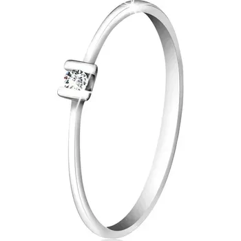 Prsten Briliantový prsten z bílého zlata 585 - třpytivý čirý diamant uchycený tyčinkami - Velikost: 52