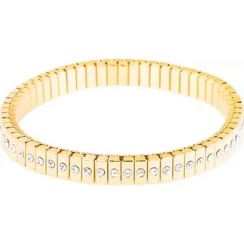 Náramek Roztahovací náramek z chirurgické oceli zlaté barvy, úzké články se zirkony