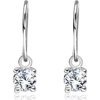Náušnice Visací náušnice ze stříbra 925 - zirkonek v objímce s paličkami