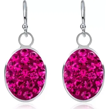 Náušnice Lesklé stříbrné náušnice 925 s fuchsiovým visacím oválem, střední