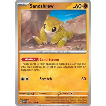 Karetní hra Sandshrew 027/165 - Scarlet & Violet 151 Typ karty: Reverse Holo