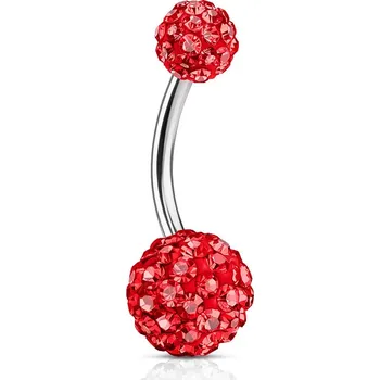 Piercing Piercing z chirurgické oceli, červené kuličky vykládané blýskavými zirkony