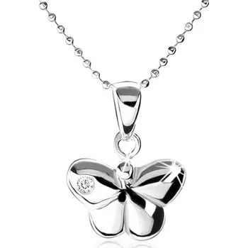 Náhrdelník Stříbrný náhrdelník 925, vypouklý motýlek s ozdobným zirkonem