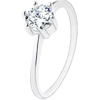 Prsten Zásnubní prsten ze stříbra 925, úzká ramena, kulatý zirkon v čirém odstínu - Velikost: 62