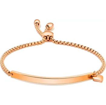 Náramek Ocelový náramek - lesklý oblouk se srdíčkem, nastavitelný řetízek, měděná barva