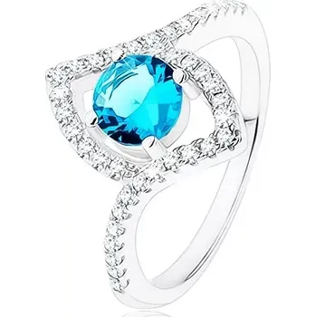 Prsten Prsten, stříbro 925, jasně modrý zirkon - kruh, špičaté zrnko - kontura - Velikost: 52
