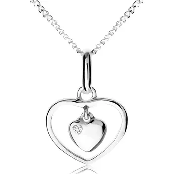 Náhrdelník Náhrdelník ze stříbra 925, malé srdíčko visící v obrysu srdce