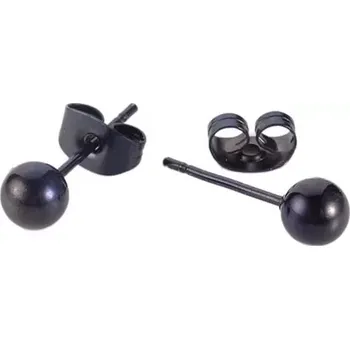 Náušnice Ocelové puzetové náušnice černé barvy - lesklé hladké kuličky - Hlavička: 6 mm