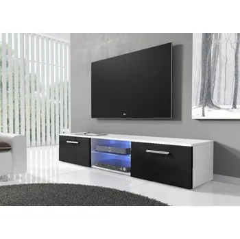 Televizní stolek TV stolek RTV 03 s LED bílá/černý lesk
