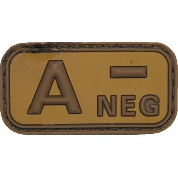 Nášivka MFH Nášivka označení krevní skupiny A- negative hnědá 3D PVC MFH® Brown-Khaki