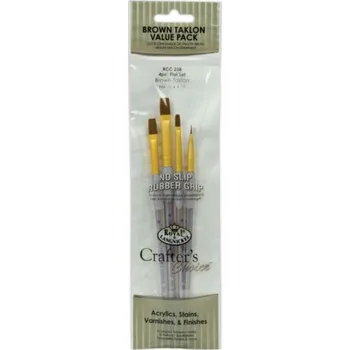 Umělecký štětec Malířské štětce 4ks ,,Brown Taklon Flat " 2,4,8,10
