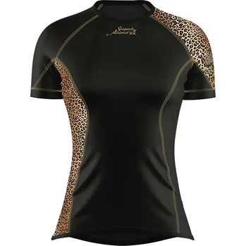 Dámské funkční triko krátký rukáv LEO černá/hnědá Bamboo Ultra