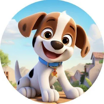 Jedlá dekorace na dort Jedlý papír kreslený pejsek 19,5cm - PICTURE