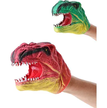 Figurka Dinosaurus maňásek hlava 14cm na ruku 2 barvy plast