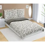 veratex Povlečení krepové květy - šedá, bílá 140x200, 70x90 cm