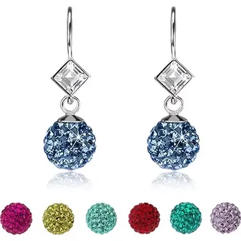 Náušnice Náušnice ze stříbra 925, čirý krystal Swarovski, barevné blýskavé kuličky - Barva: Červená