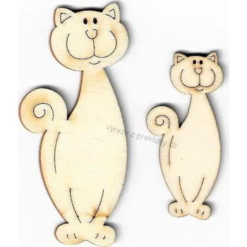 Překližka Výřez z překližky, Z93/2-OP10251, USMĚVAVÁ KOČKA-malá, 3,3x7cm, 1ks